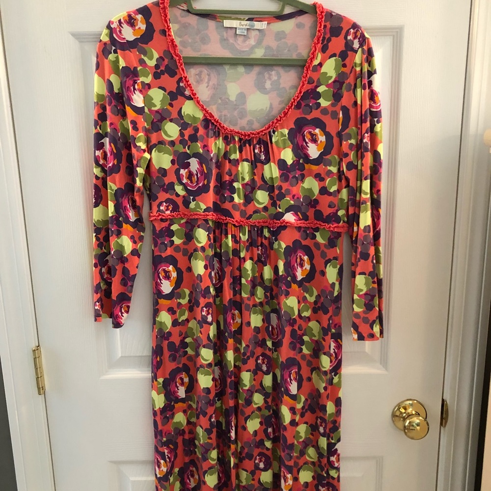 Boden ruffle scoop neck dress size 8r rose print